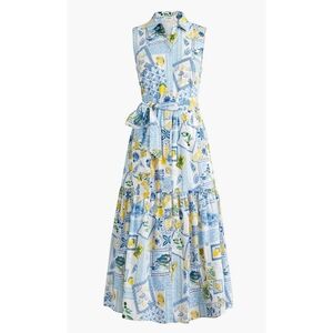 J. Crew Factory | Collared Amalfi Coast Positano Lemon Midi Dress Size 14 BP799